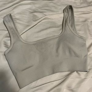 White Ribbed Sports Bra